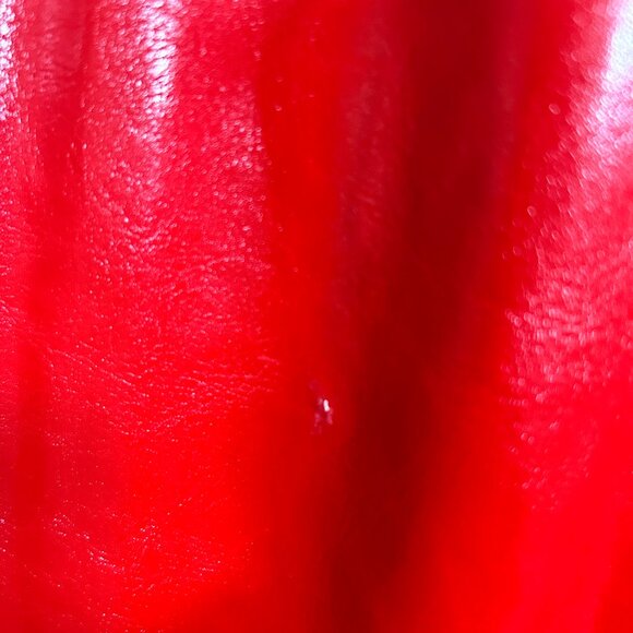 Vintage 90s Y2K Does 60s Womans Red Vinyl Jacket Lined Pockets Mod Go Go - Picture 15 of 16